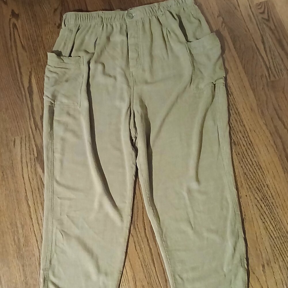 Wonderly Women Olive Green Cargo Pants XL Elastic Waist